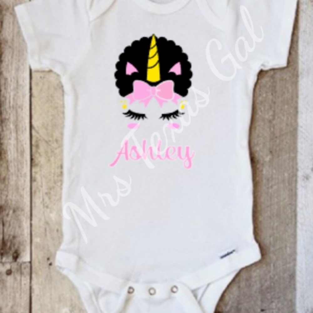 Afro Princess Unicorn Onesie with Name